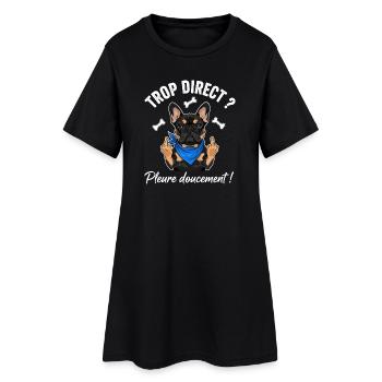 Bouledogue français cool - Robe T-shirt Femme - noir - Devant