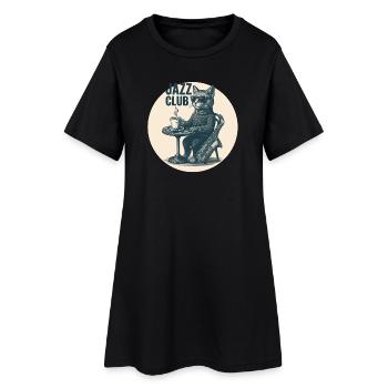 Chat de jazz cool avec saxophone - Vintage Club - Robe T-shirt Femme - noir - Devant