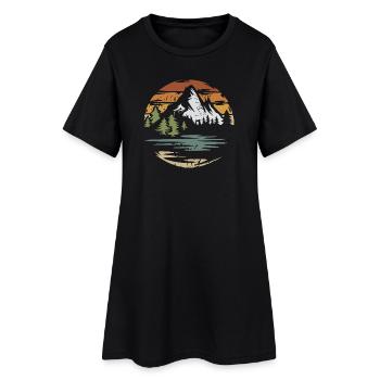 Paysage de montagne vintage – Nature & Adventure Design - Robe T-shirt Femme - noir - Devant