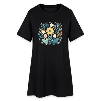 Douce floraison florale pastel - Boho Botanical - Robe T-shirt Femme - noir - Devant