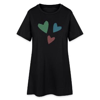 COEUR. MERCI. MAÎTRESSE. MAITRE. MERCI MAÎTRESSE. - Robe T-shirt Femme - noir - Devant
