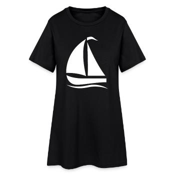 Minimalist Sailboat Silhouette North Sea - Women’s T-Shirt Dress - black - Front