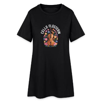 Cello Flüsterin mit Blumen Cellistin - Frauen T-Shirt-Kleid - Schwarz - Vorne