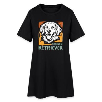 Golden Retriever Dog in Vintage Colors Icon - Women’s T-Shirt Dress - black - Front