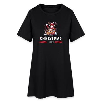 Reindeer with Wine – Christmas Vibes - Women’s T-Shirt Dress - black - Front