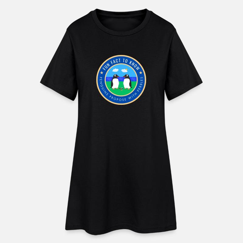 Penguins propose with pebbles - Women’s T-Shirt Dress - black