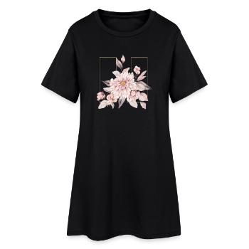 Design floral élégant fard à joues - Robe T-shirt Femme - noir - Devant