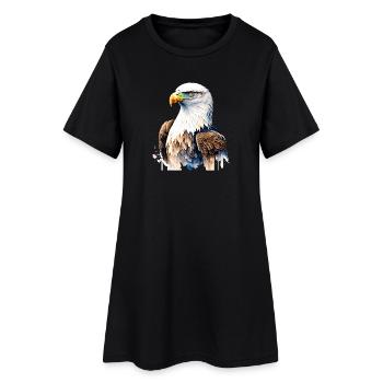 Majestic Eagle Portrait in Watercolor - Women’s T-Shirt Dress - black - Front
