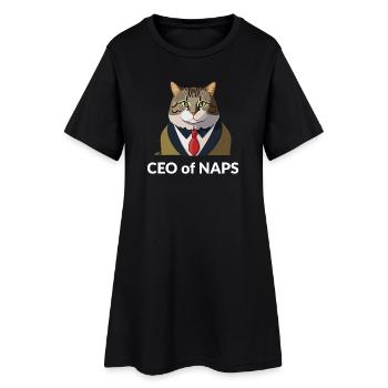 Geschäftsmann Katze mit Krawatte - Frauen T-Shirt-Kleid - Schwarz - Vorne