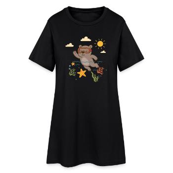 Plongée en apnée avec les ours dans la mer - Robe T-shirt Femme - noir - Devant