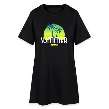Palmier tropical et coucher de soleil - Robe T-shirt Femme - noir - Devant