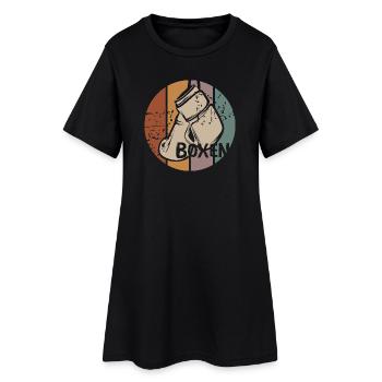 Boxen Retro Design – Vintage Boxhandschuhe - Frauen T-Shirt-Kleid - Schwarz - Vorne