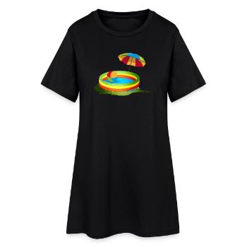 Buntes Planschbecken mit Sonnenschirm und Ball - Frauen T-Shirt-Kleid - Schwarz - Vorne