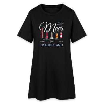 Beaucoup de mer Pilsum, Borkum, dessin Frise orientale - Robe T-shirt Femme - noir - Devant
