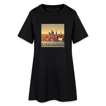 La Valette à Malte : ville portuaire méditerranéenne rétro - Robe T-shirt Femme - noir - Devant