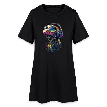 Lézard varan, reptile, dragon de Komodo, varan bagué, lézard - Robe T-shirt Femme - noir - Devant