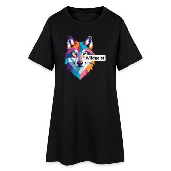 Colored Wolf Head "Wild Spirit" - Women’s T-Shirt Dress - black - Front