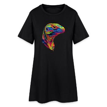 Lézard varan, reptile, dragon de Komodo, varan bagué, lézard - Robe T-shirt Femme - noir - Devant