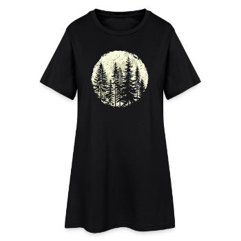 Silhouette de forêt nocturne avec pleine lune - Robe T-shirt Femme - noir - Devant