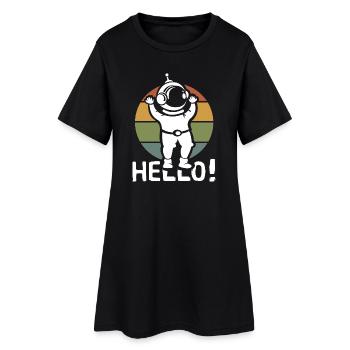 Dessin animé Hello Astronaut - Bande dessinée rétro de l’espace - Robe T-shirt Femme - noir - Devant