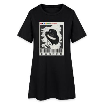 Hacker gesucht - Frauen T-Shirt-Kleid - Schwarz - Vorne