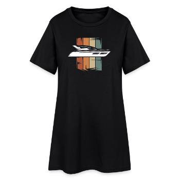 Illustration de yacht vintage - Lac de sports nautiques rétro - Robe T-shirt Femme - noir - Devant