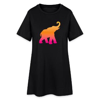 Cours d’éléphant Yoga Inde colorée Méditation - Robe T-shirt Femme - noir - Devant