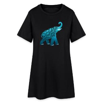 Mandala Yoga Éléphant Inde Amour Animal, Méditation - Robe T-shirt Femme - noir - Devant