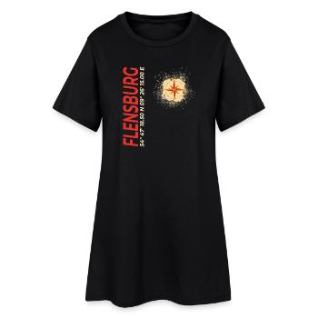 Flensburg - Frauen T-Shirt-Kleid - Schwarz - Vorne