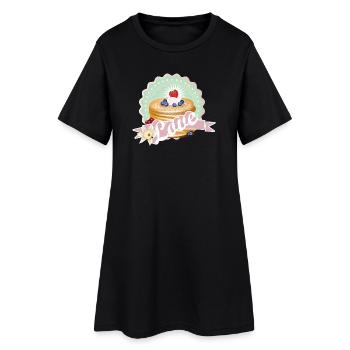 Charmant motif de crêpe à la crème et aux baies - Robe T-shirt Femme - noir - Devant