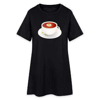 Motif de thé à la camomille avec fleur dans une élégante tasse - Robe T-shirt Femme - noir - Devant