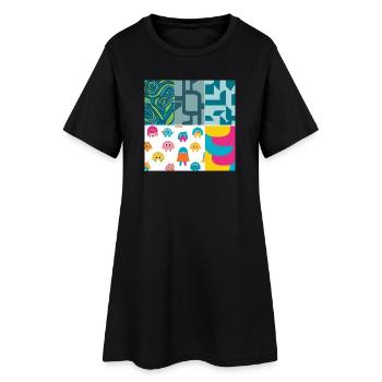 Motif de créature abstrait et ludique vibrant - Robe T-shirt Femme - noir - Devant