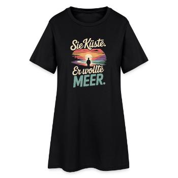 Vous côte Il voulait mer plage amour vague surfeur - Robe T-shirt Femme - noir - Devant