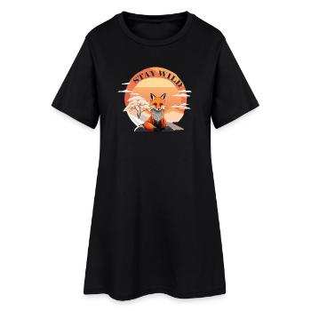 Renard méditant avec l’inscription Stay Wild - Robe T-shirt Femme - noir - Devant
