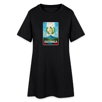 Volcan du Guatemala et armoiries nationales - Robe T-shirt Femme - noir - Devant