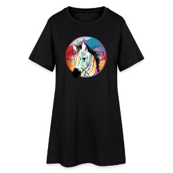 Zèbre coloré devant la savane colorée - Robe T-shirt Femme - noir - Devant