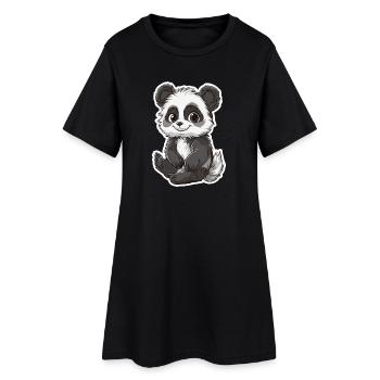 Ours panda mignon - Robe T-shirt Femme - noir - Devant