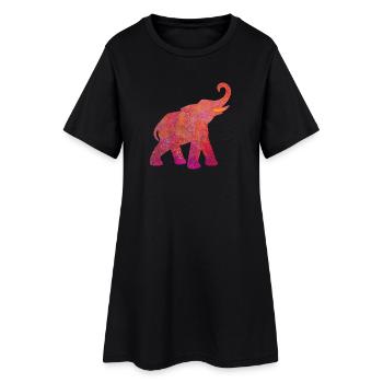 Yoga Eléphant Holi rose Énergie Animal Amour Namaste - Robe T-shirt Femme - noir - Devant