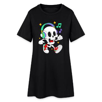 Music Loving Skeleton with Headphones - Women’s T-Shirt Dress - black - Front