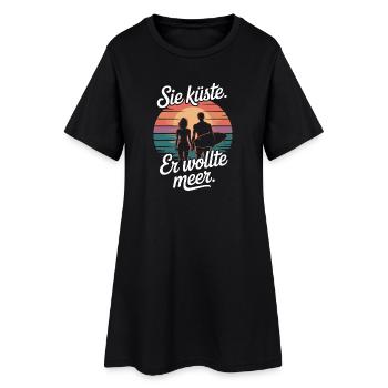 Vous côte Il voulait mer plage amour vague surfeur - Robe T-shirt Femme - noir - Devant