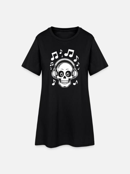 Illustration de crâne de musique pour vêtements à la mode - Robe T-shirt Femme - noir