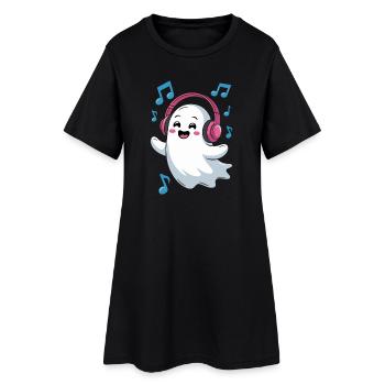 Fantôme mélomane avec casque - Robe T-shirt Femme - noir - Devant