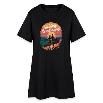 Vous côte Il voulait mer plage amour vague surfeur - Robe T-shirt Femme - noir - Devant