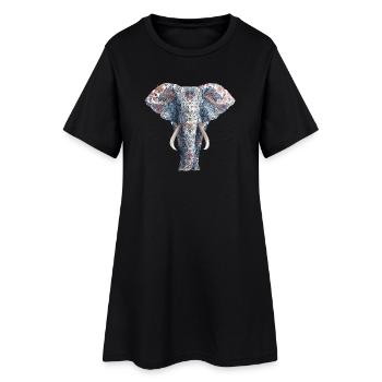 Elephant Proboscis Africa Safari Wilderness Elephant - Women’s T-Shirt Dress - black - Front