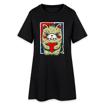 Chat fou - Robe T-shirt Femme - noir - Devant