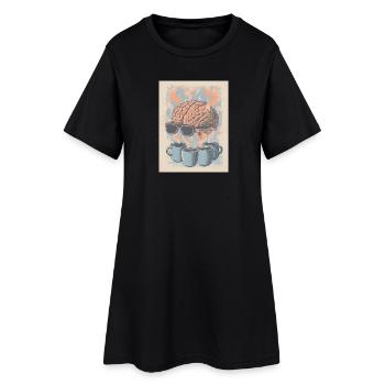Kaffee = Gehirn an! - Frauen T-Shirt-Kleid - Schwarz - Vorne