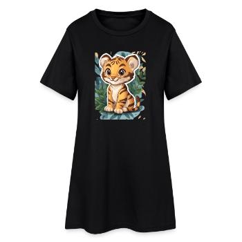 Tigre mignon - Idée cadeau amusante pour les enfants - Robe T-shirt Femme - noir - Devant