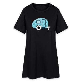 Caravane Poisson Camping Caravane Cabanon Motif - Robe T-shirt Femme - noir - Devant