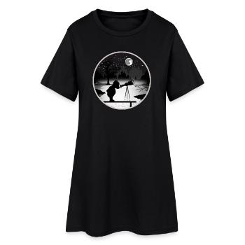 Ours avec télescope sous le ciel étoilé - Robe T-shirt Femme - noir - Devant