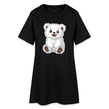 Polarbär Illustration – Arktisches Tiermotiv - Frauen T-Shirt-Kleid - Schwarz - Vorne